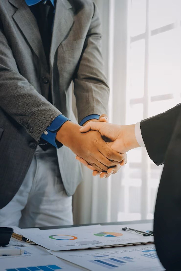Business handshake teamwork business merger acquisitionsuccessful negotiatehand shaketwo businessman shake hand with partner celebration partnership business deal conceptxa 265022 125786
